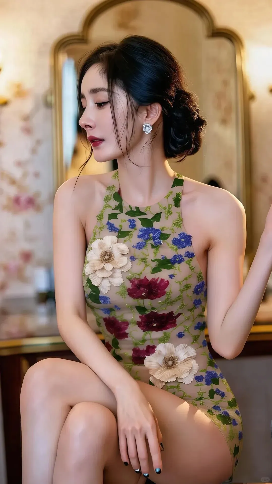 杨幂，紧身短裙差点走光！