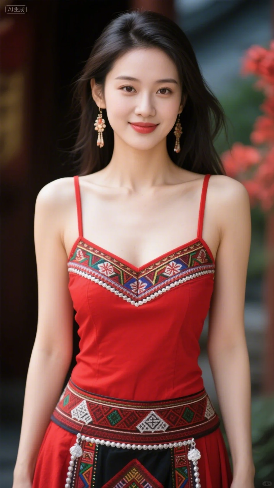 红色吊带～时尚女神