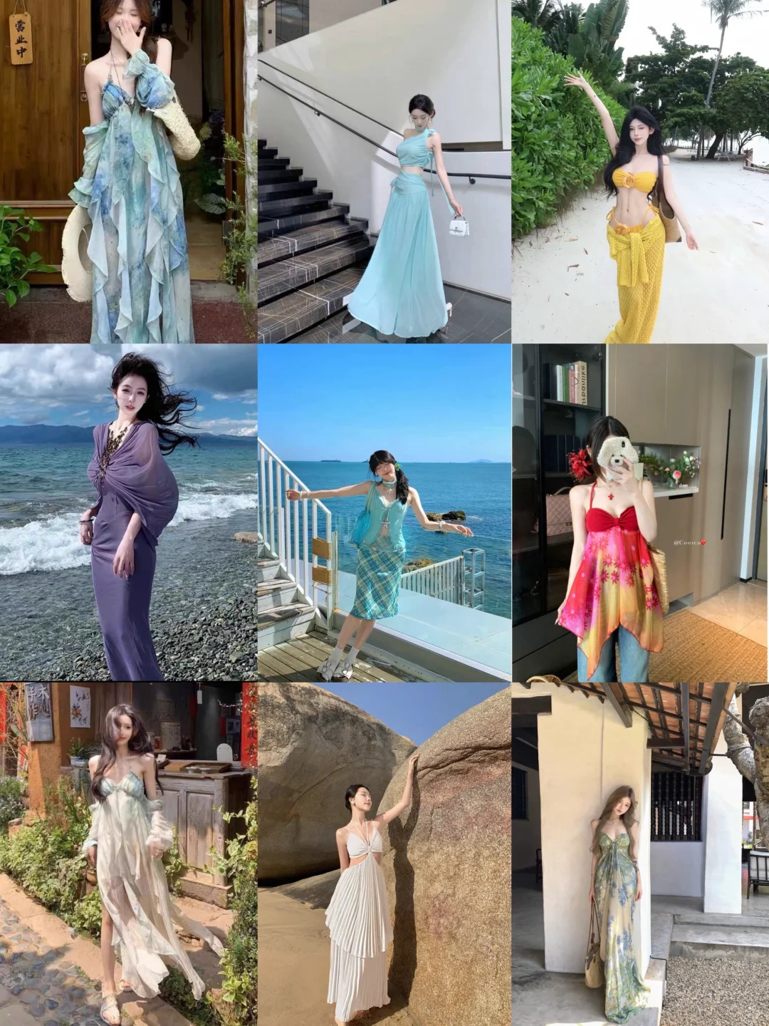 青岛海边60三件租衣