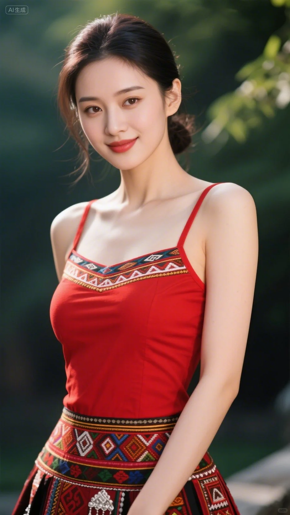 红色吊带～时尚女神