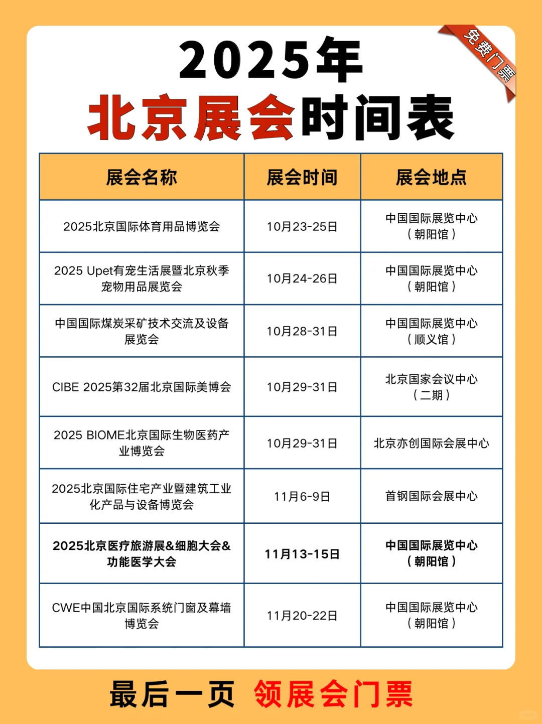 2025下半年北京展会排期表（附门票预约）