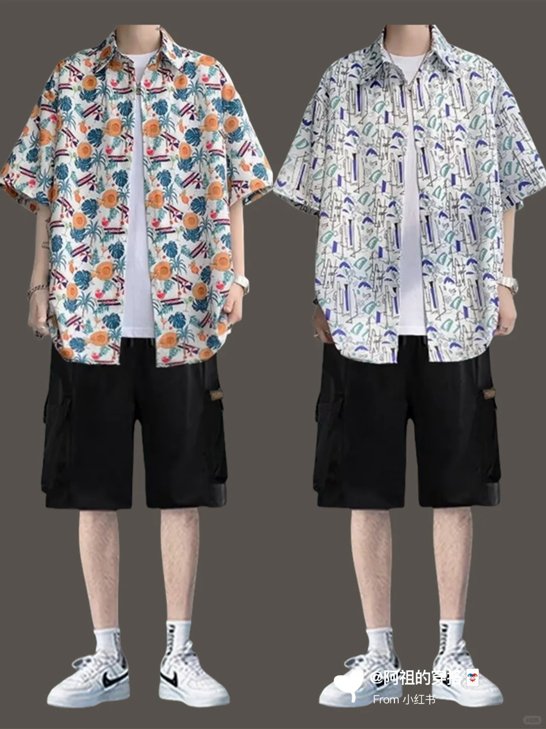 男士夏日穿搭氛围感|夏威夷海边花衬衫穿搭