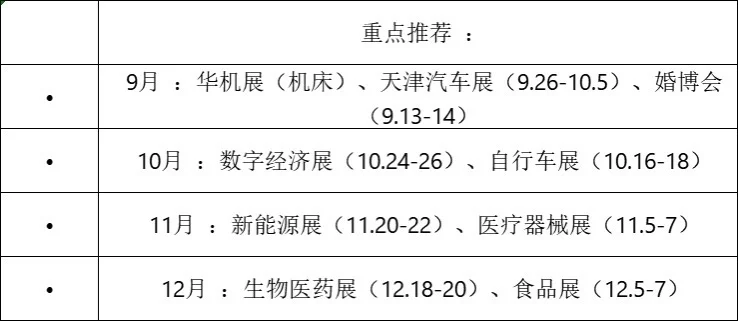 天津｜下半年重要展会情况