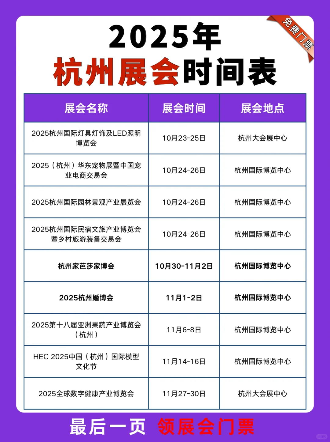 2025下半年杭州展会时间表来啦❗️