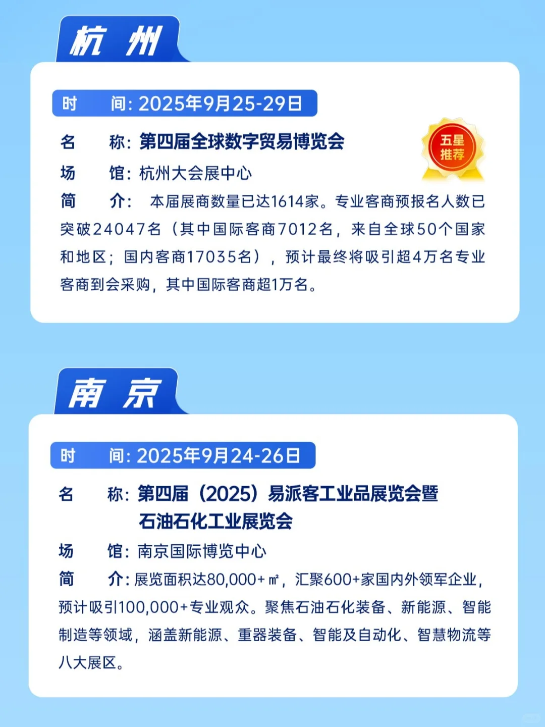 9月进出口行业展会信息汇总