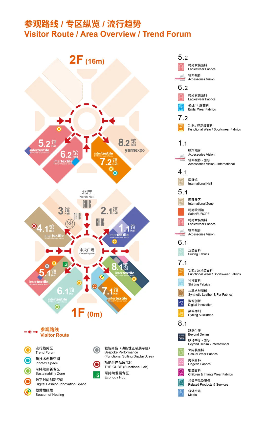 上海秋季面辅料展展馆分布图