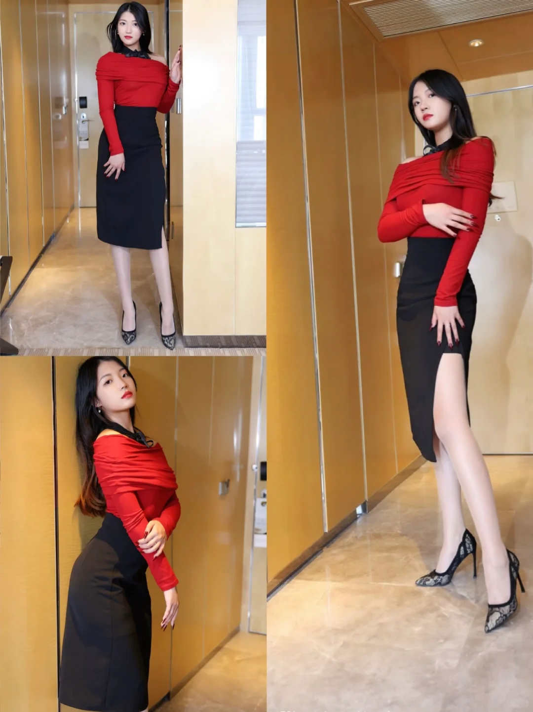 一身高级感爆棚的红与黑～