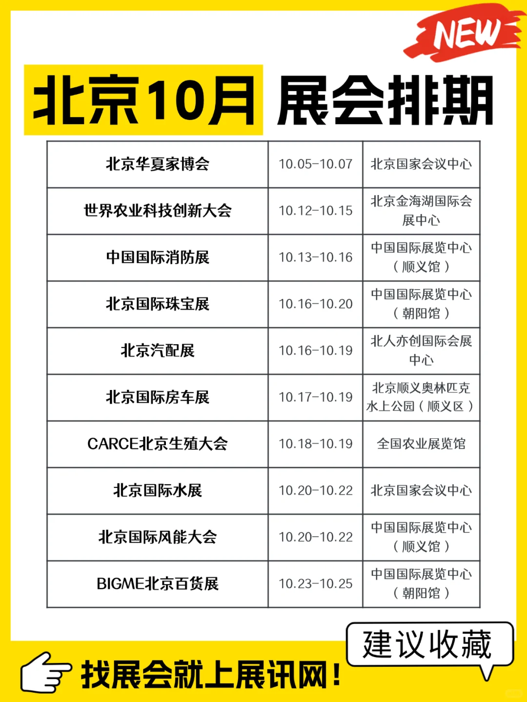 10月｜北京行业展会排期表抢先看！