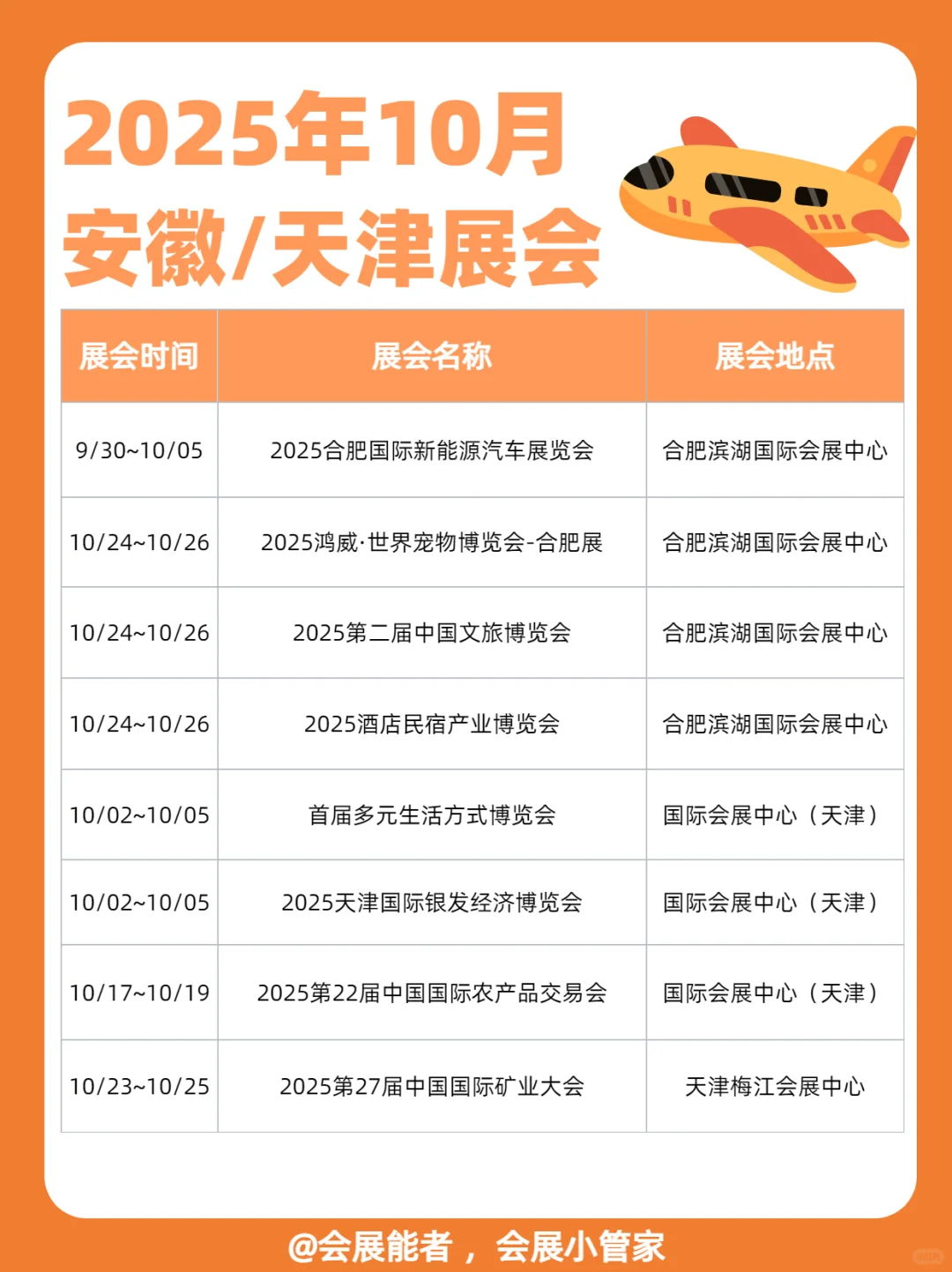 10月安徽/天津/辽宁/黑龙江展会排期来喽~