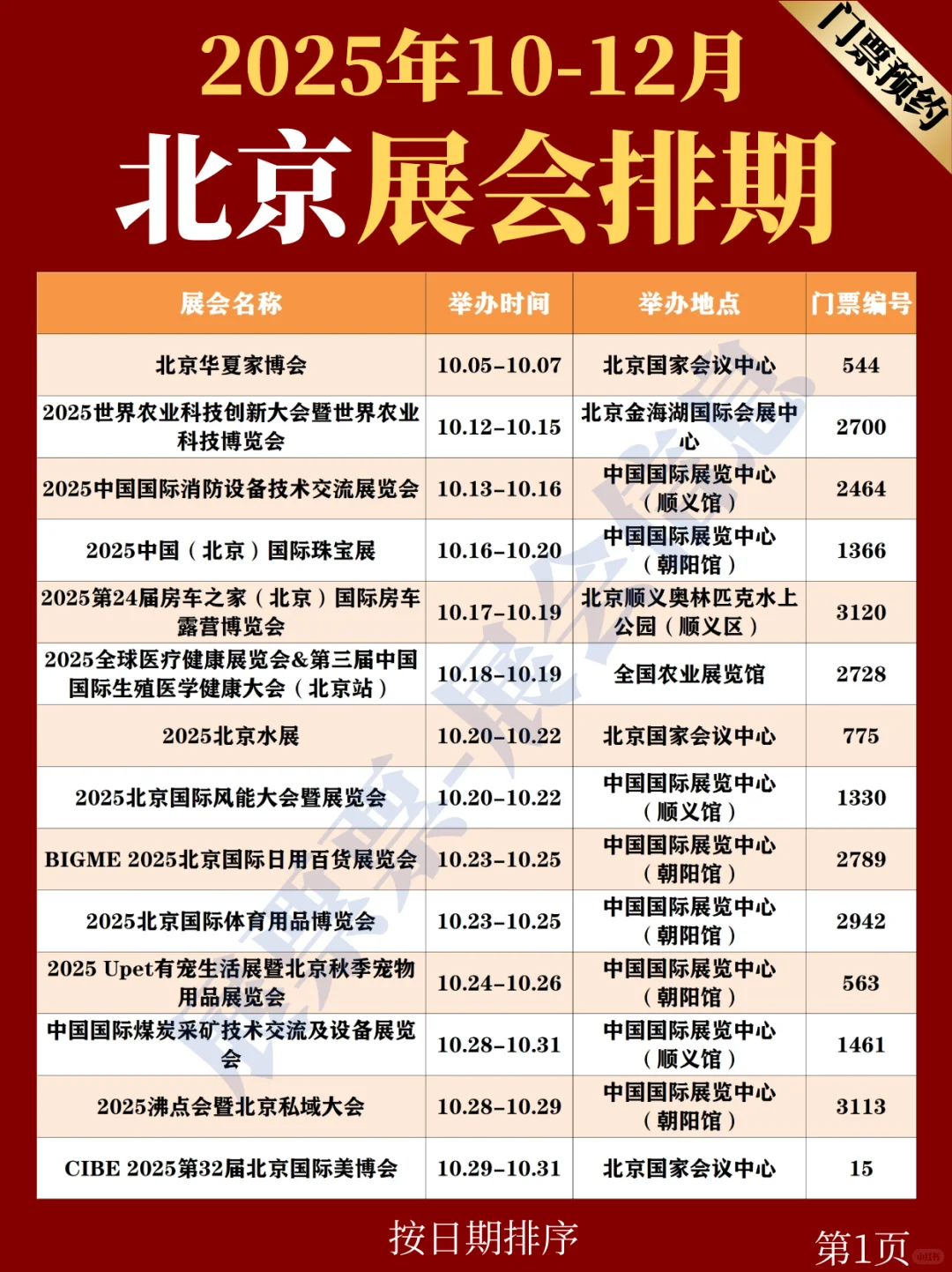 北京展会 | 10-12月份展会排期（门票免费）