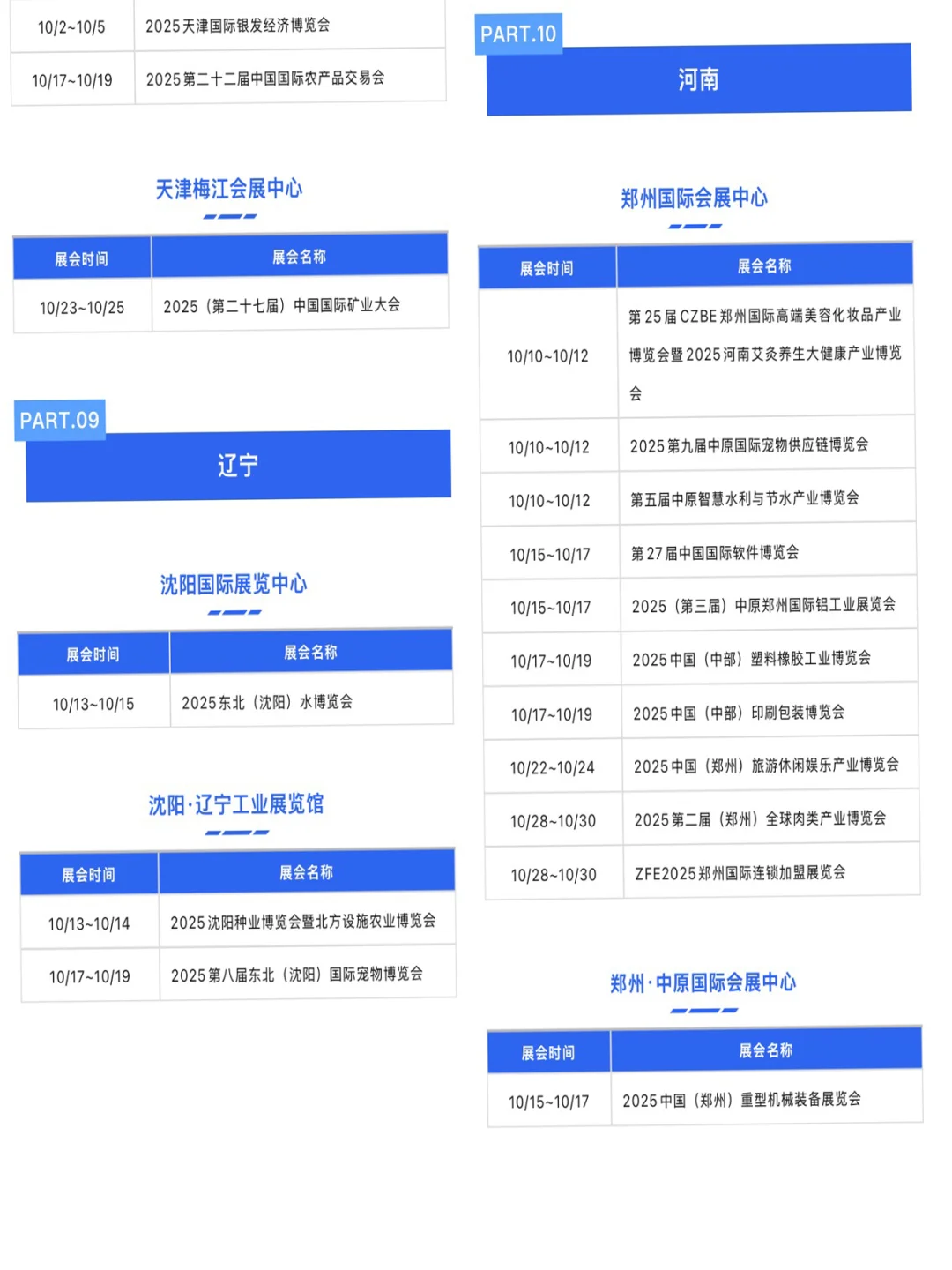 2025年10月全国展会大汇总