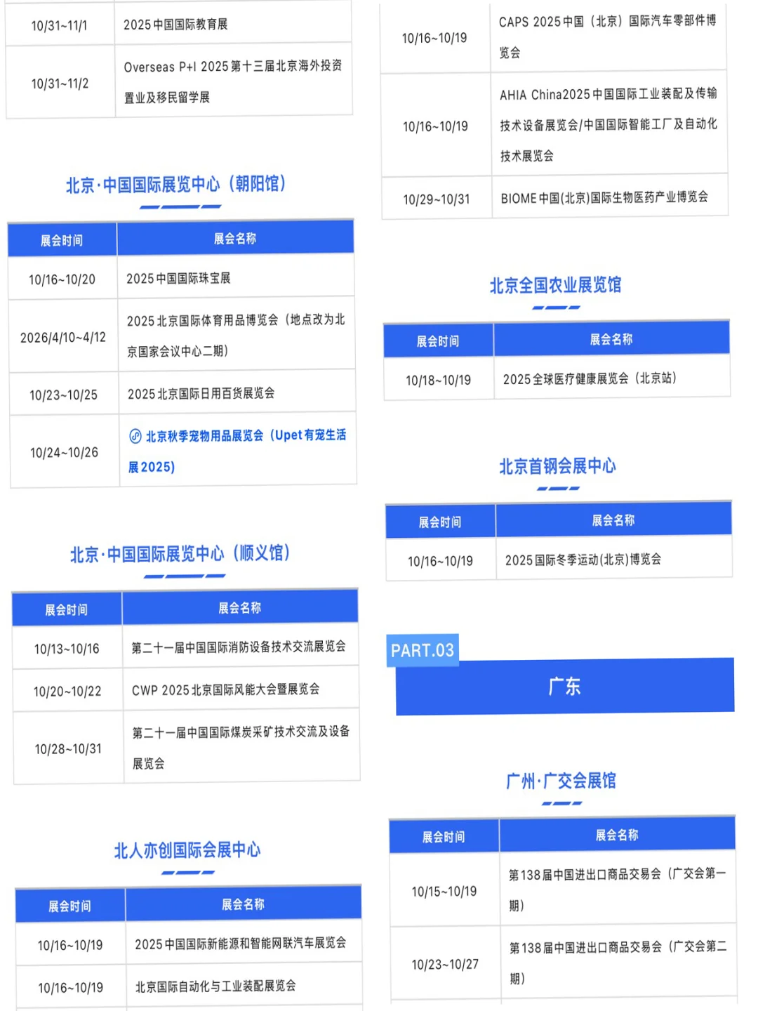 2025年10月全国展会大汇总