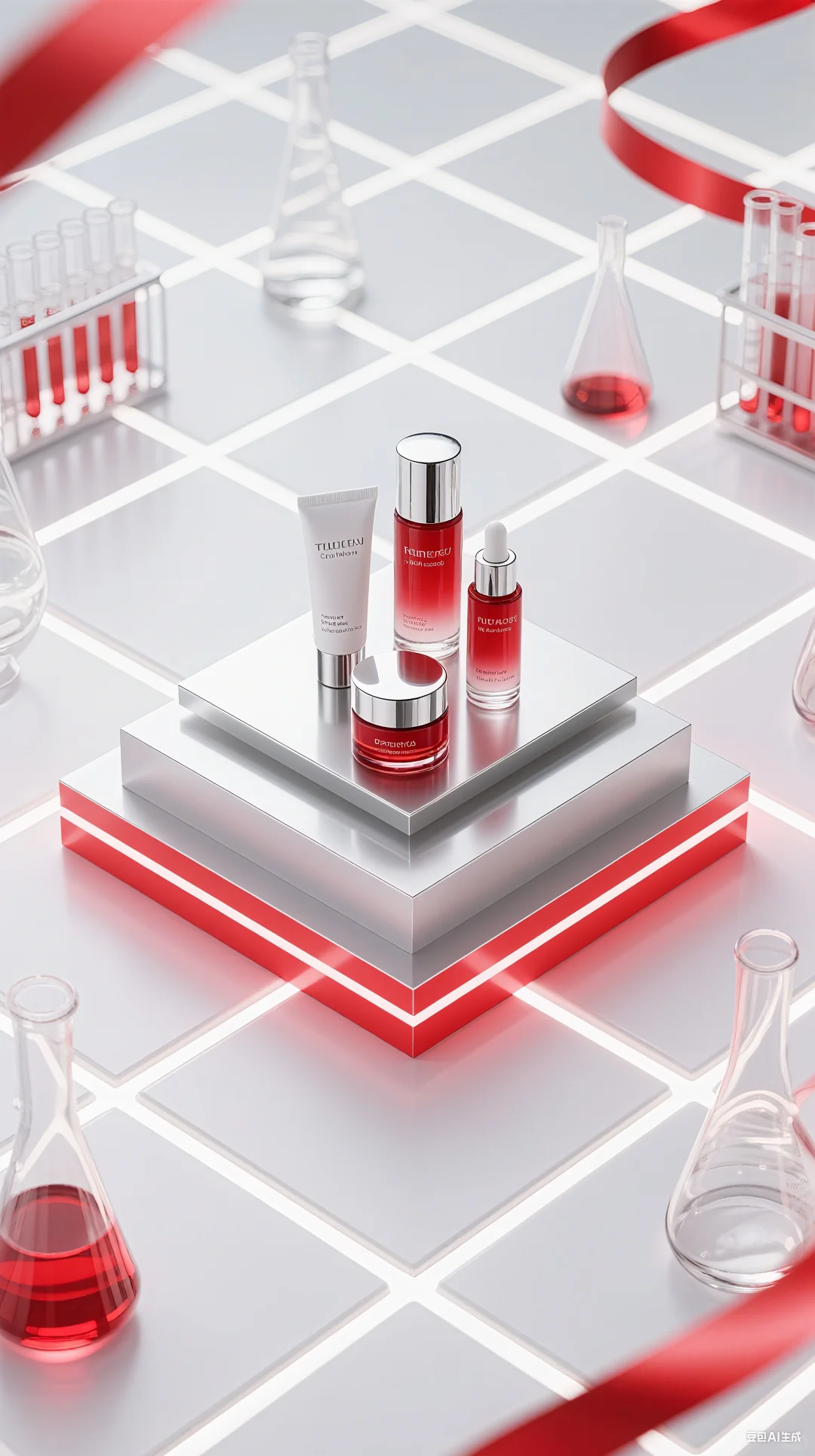 AI双11美妆电商展台背景-浅色系列