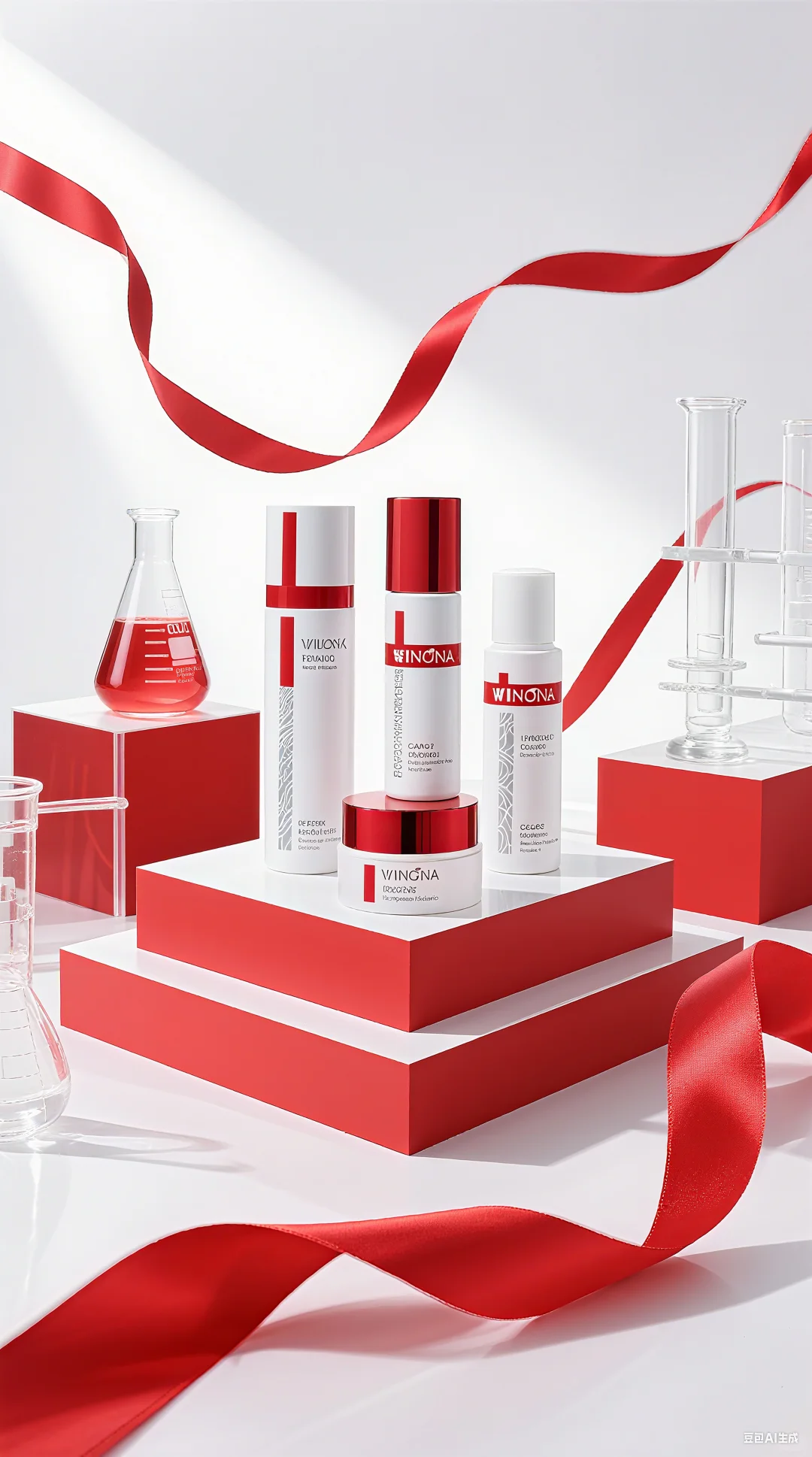 AI双11美妆电商展台背景-浅色系列