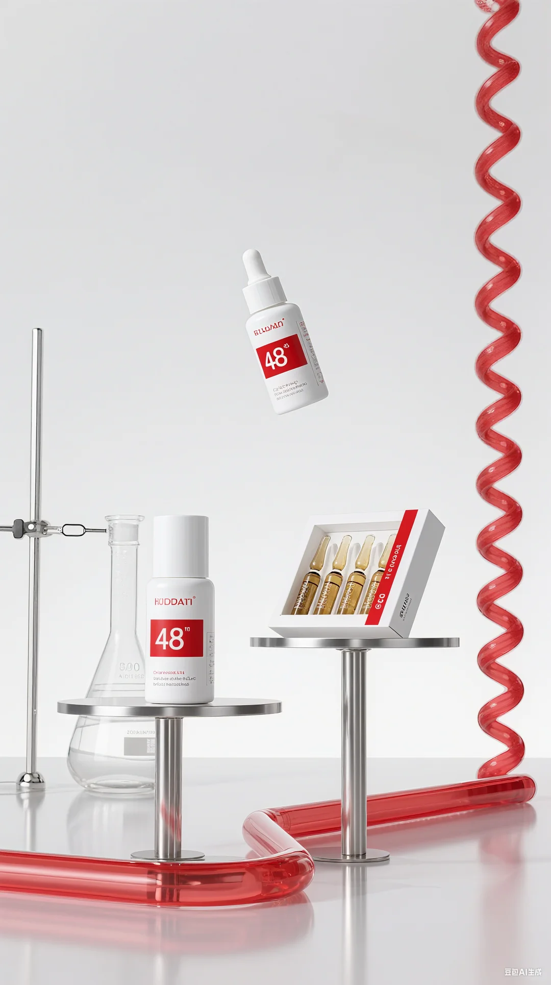 AI双11美妆电商展台背景-浅色系列
