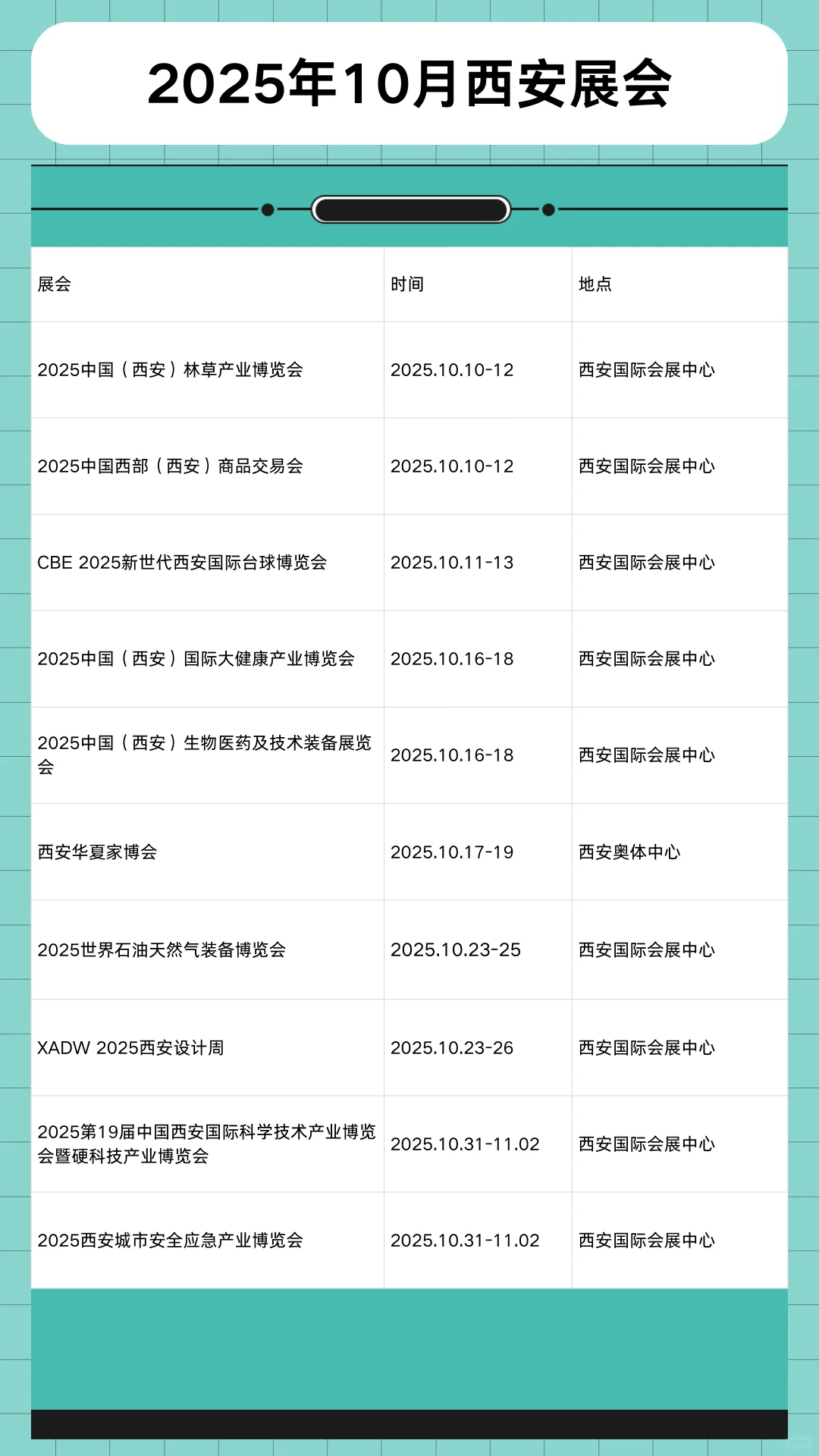10月部分城市展会已更新~