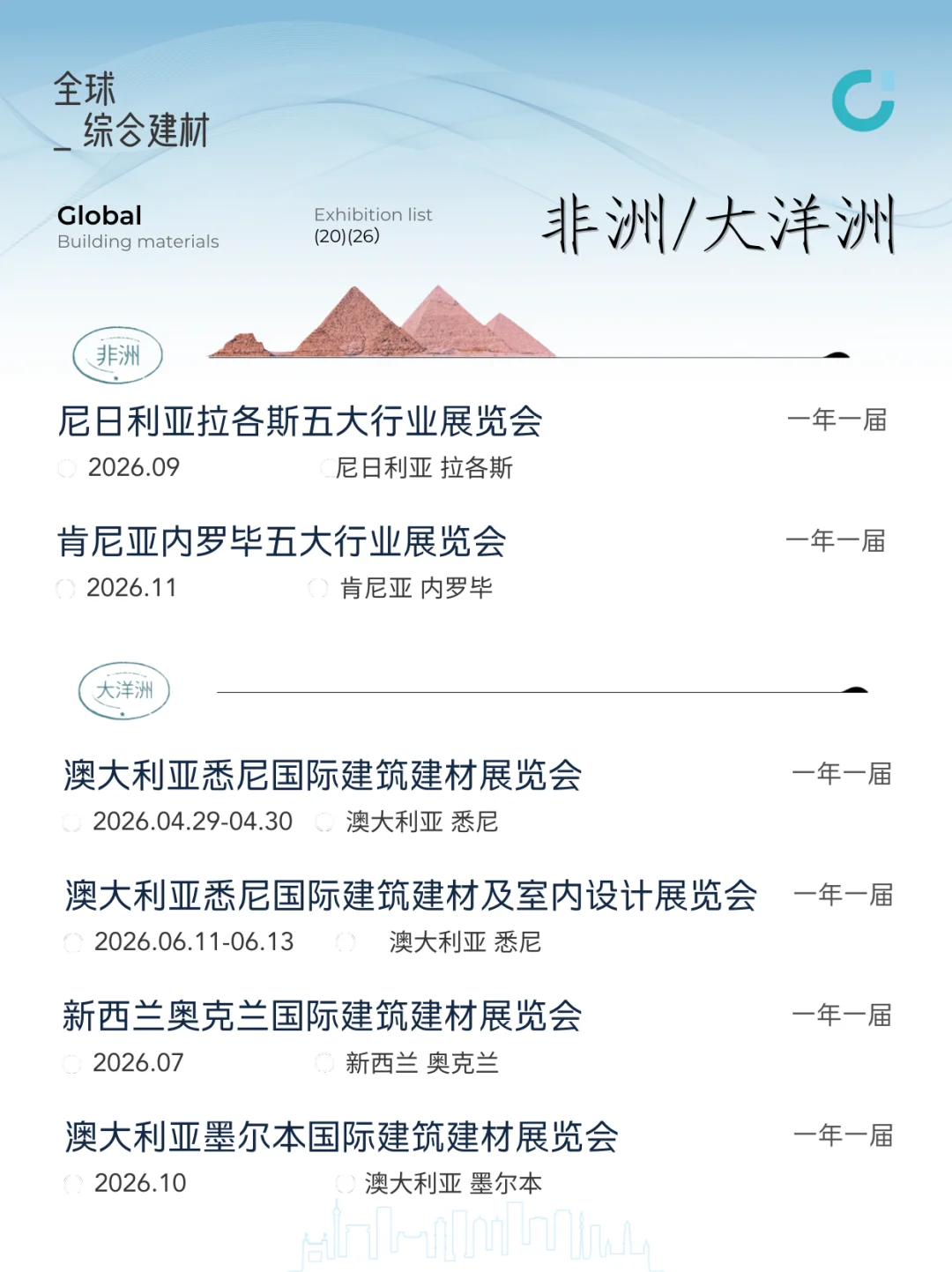 全球综合建材展会排期 | 2026展会一览表?