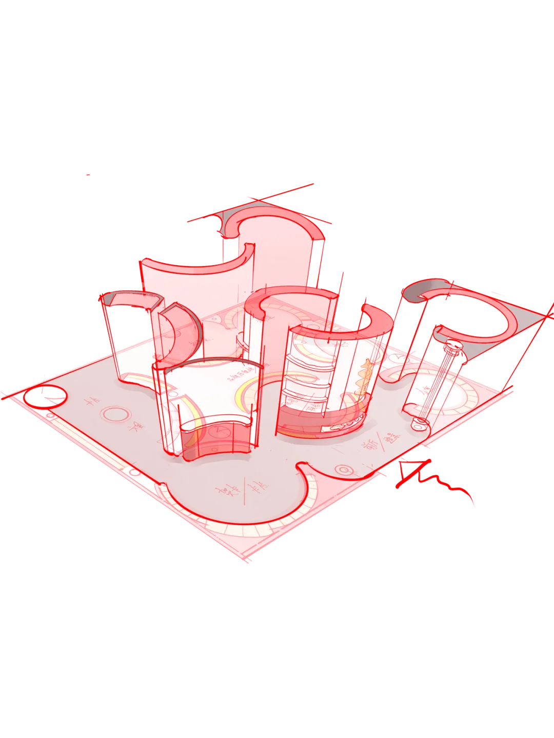 78m² 展厅平面设计，一’弧‘到底