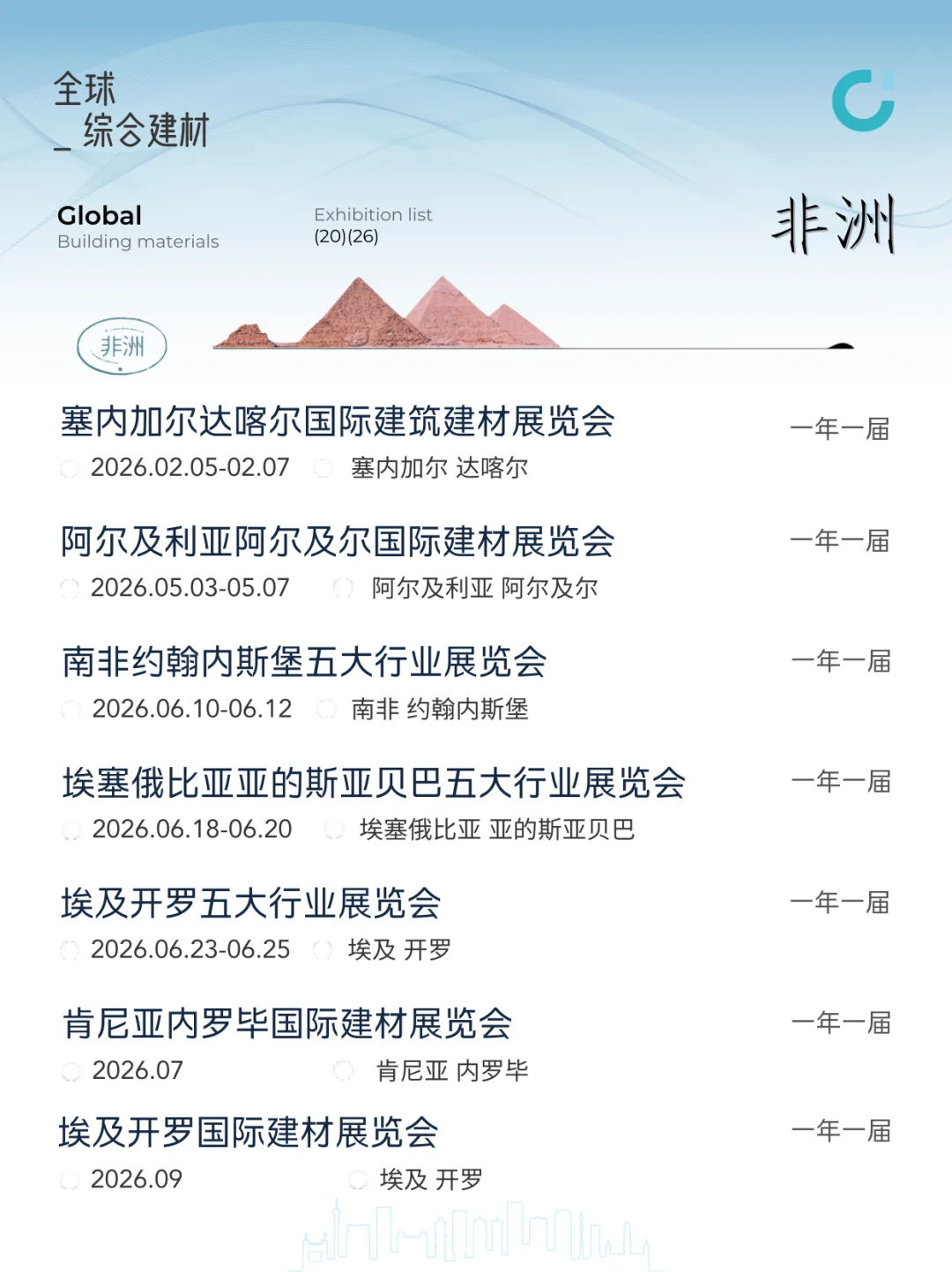 全球综合建材展会排期 | 2026展会一览表?