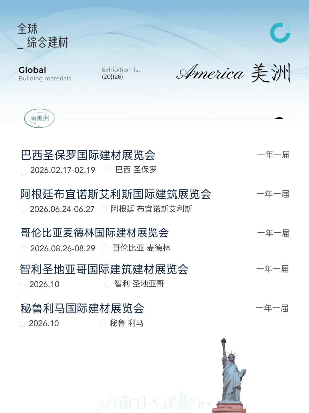 全球综合建材展会排期 | 2026展会一览表?