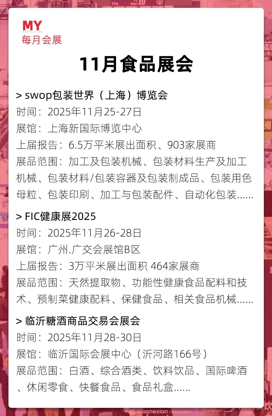 参观登记｜2025年11月全国食品展会