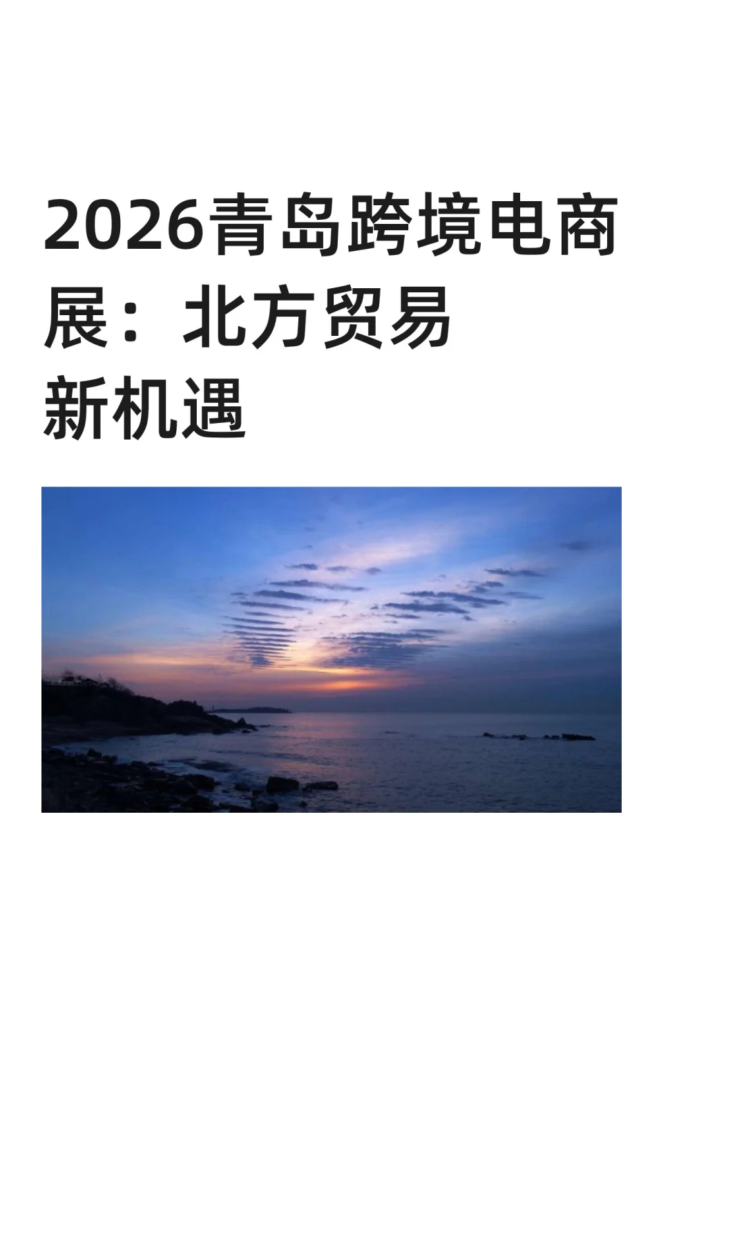2026青岛跨境电商展:北方贸易新机遇