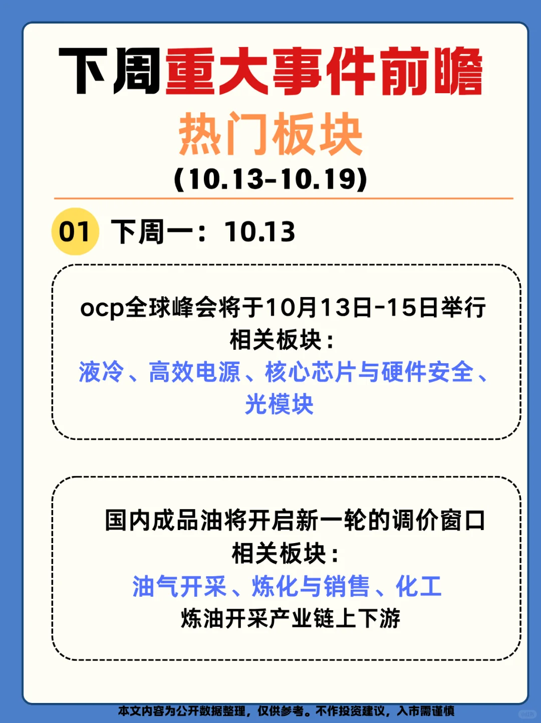 10.13-10.19 财经线索 | 锁定热点提前入