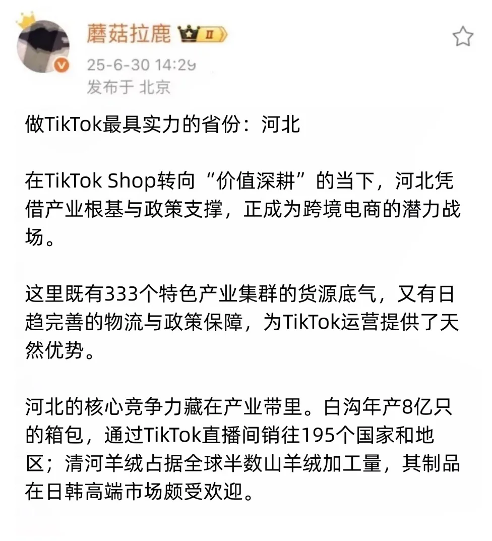 做TikTok最具实力的省份:河北