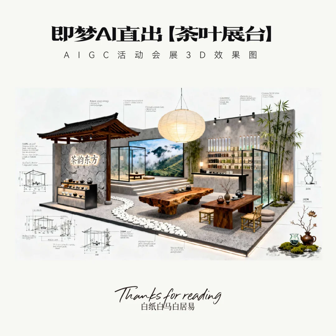 AIGC｜即梦AI中式展台设计