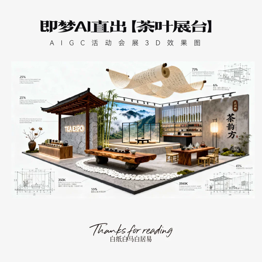 AIGC｜即梦AI中式展台设计