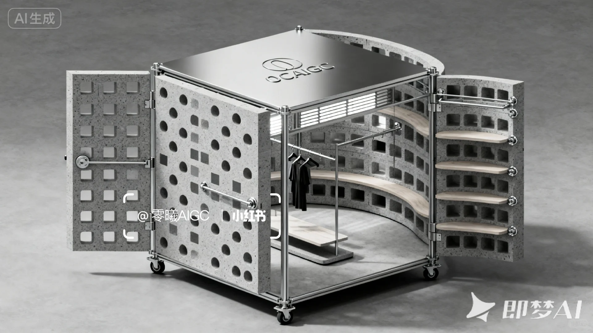 工业风 |便携式折叠服装陈列快闪店