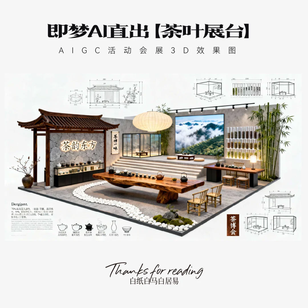 AIGC｜即梦AI中式展台设计