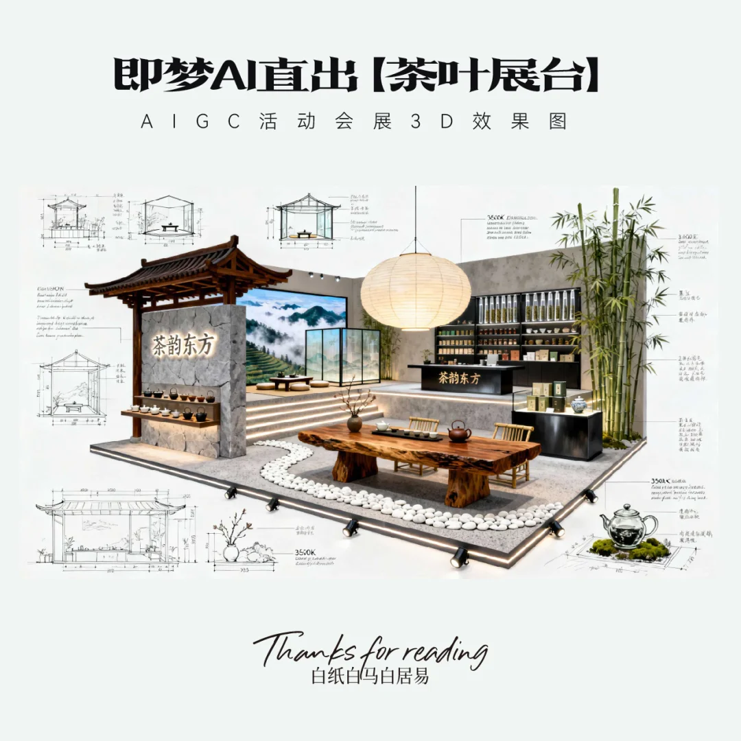 AIGC｜即梦AI中式展台设计