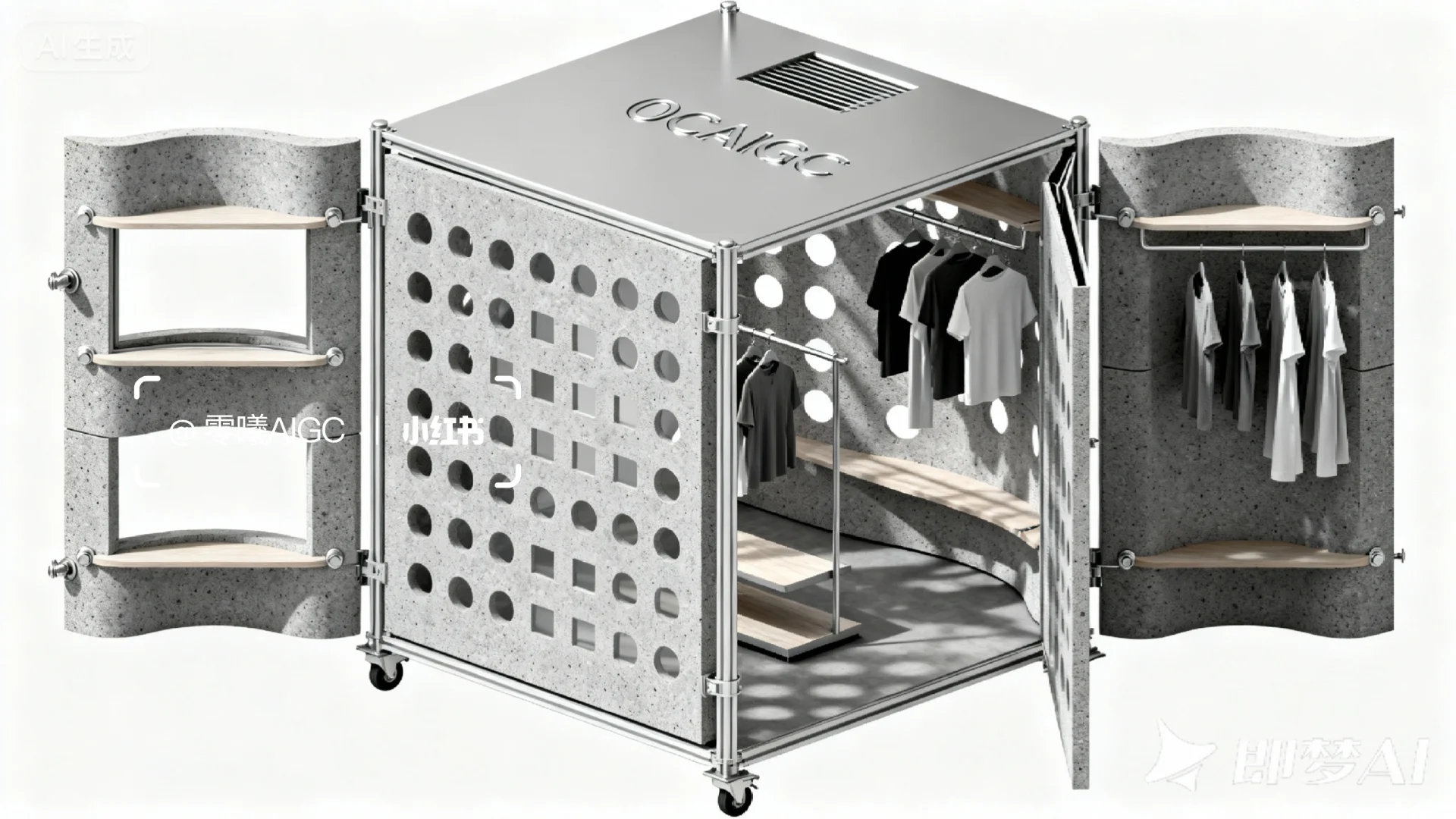 工业风 |便携式折叠服装陈列快闪店