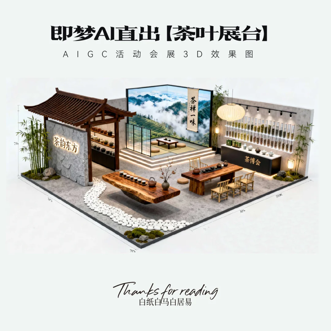 AIGC｜即梦AI中式展台设计