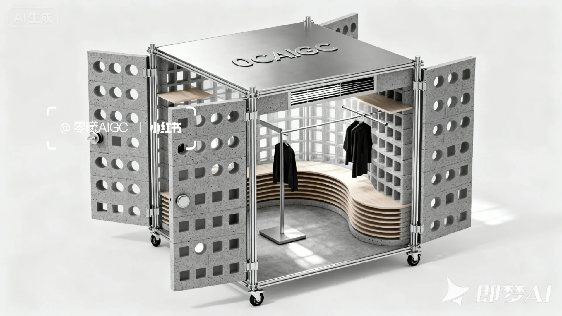 工业风 |便携式折叠服装陈列快闪店