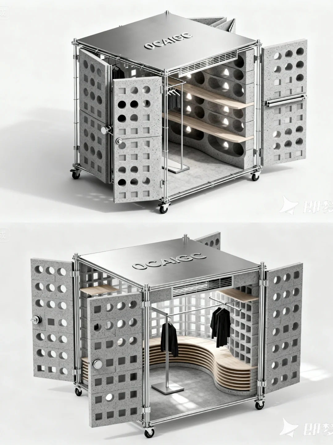 工业风 |便携式折叠服装陈列快闪店