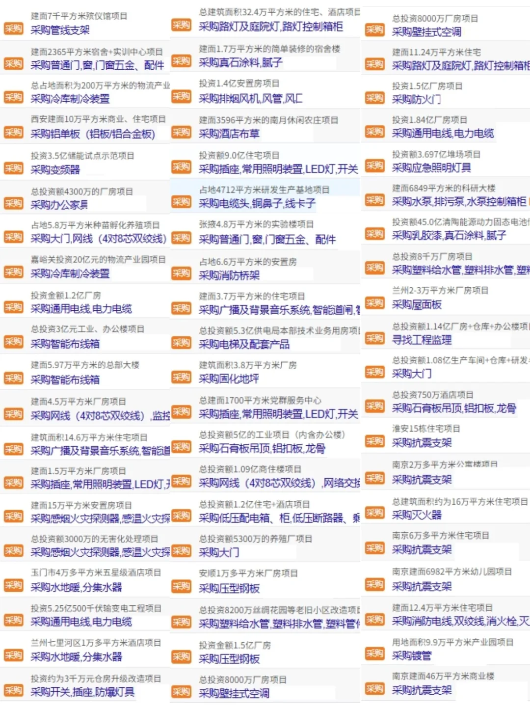 来了，10月最新采购信息