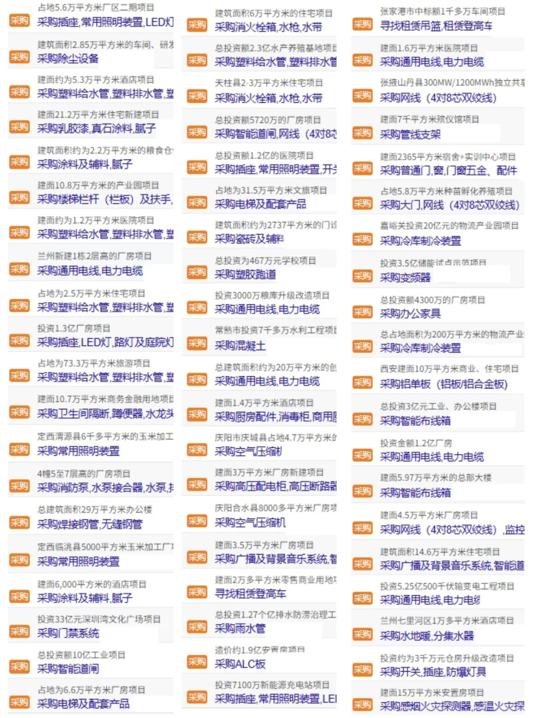 来了，10月最新采购信息