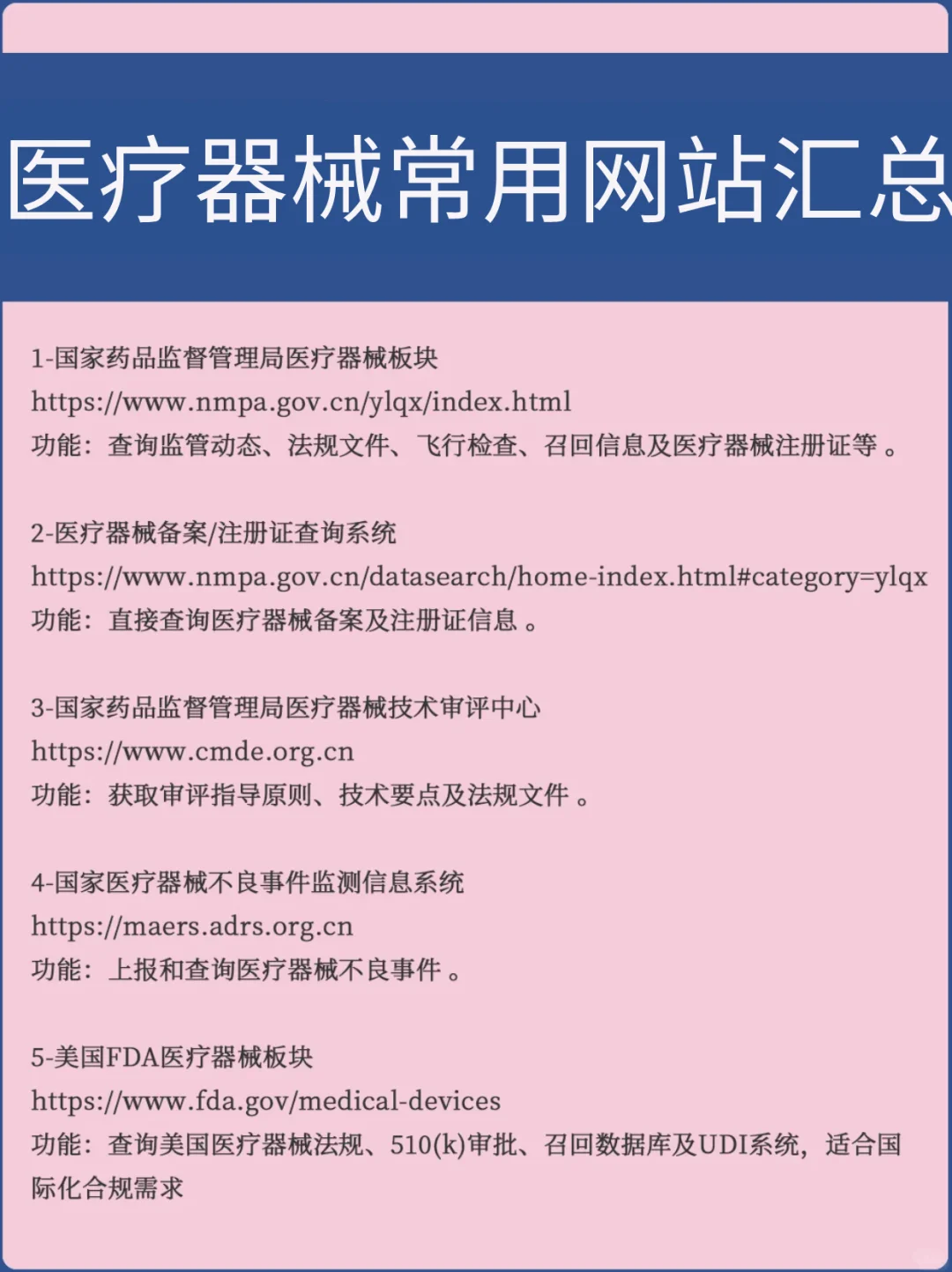 医疗器械常用网站汇总