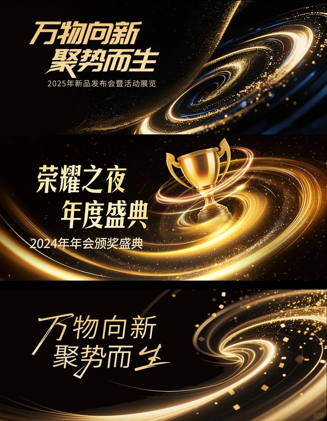 高级感黑金颁奖晚会发布会舞台背景板主视觉