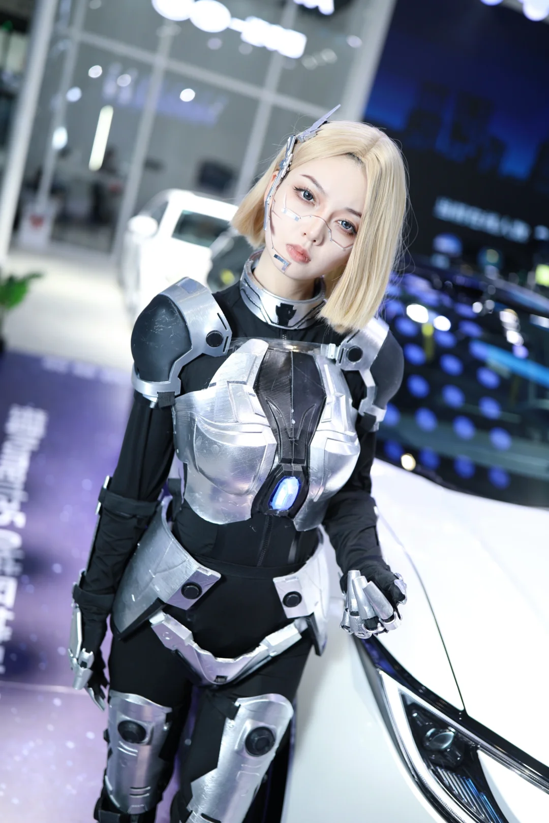 石家庄车展，赛博朋克风cos模特