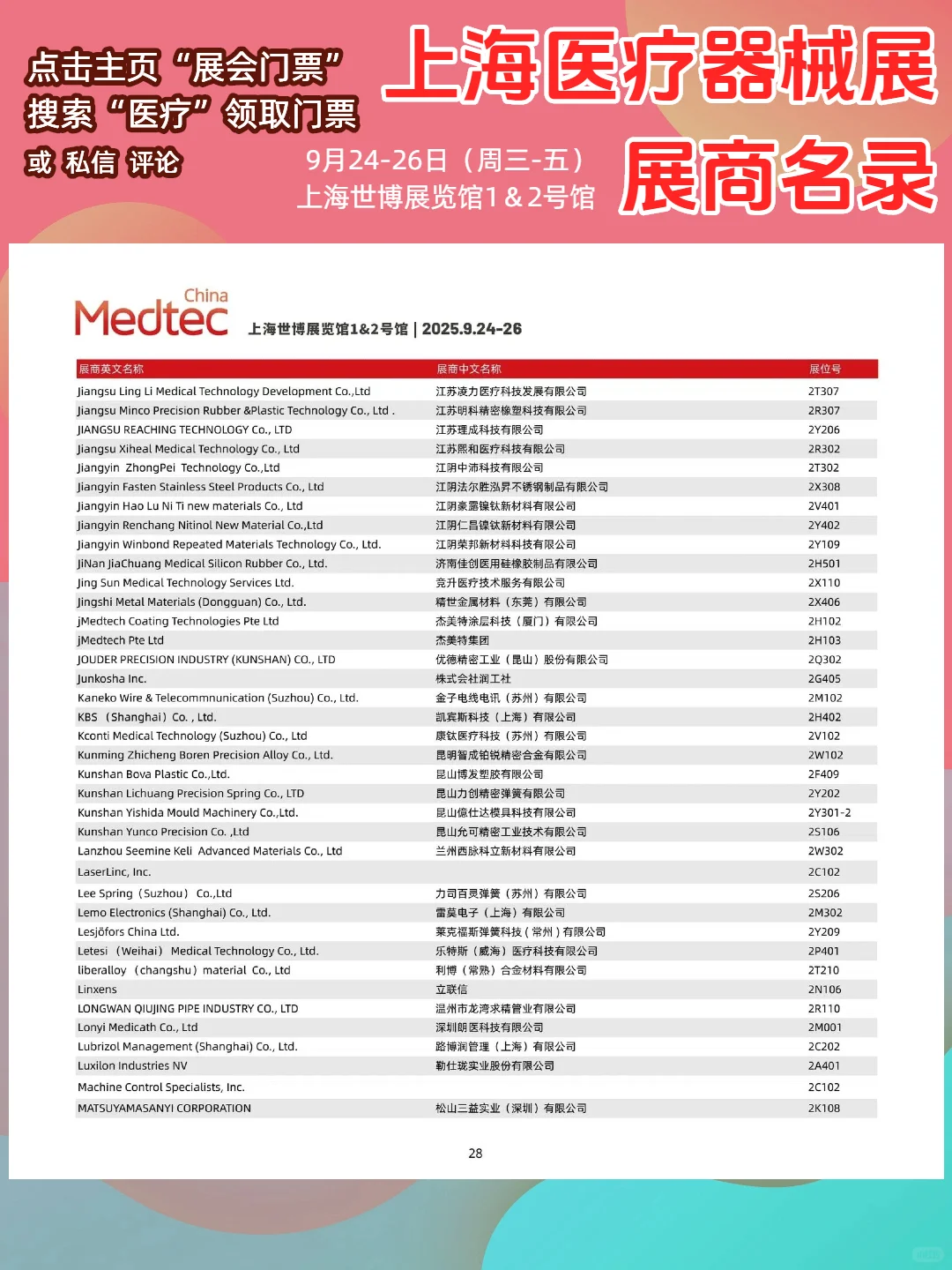 上海医疗器械展展商名录【超全】门票领取