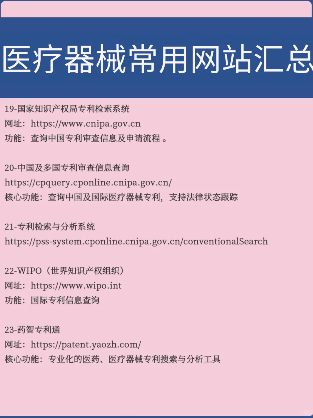 医疗器械常用网站汇总