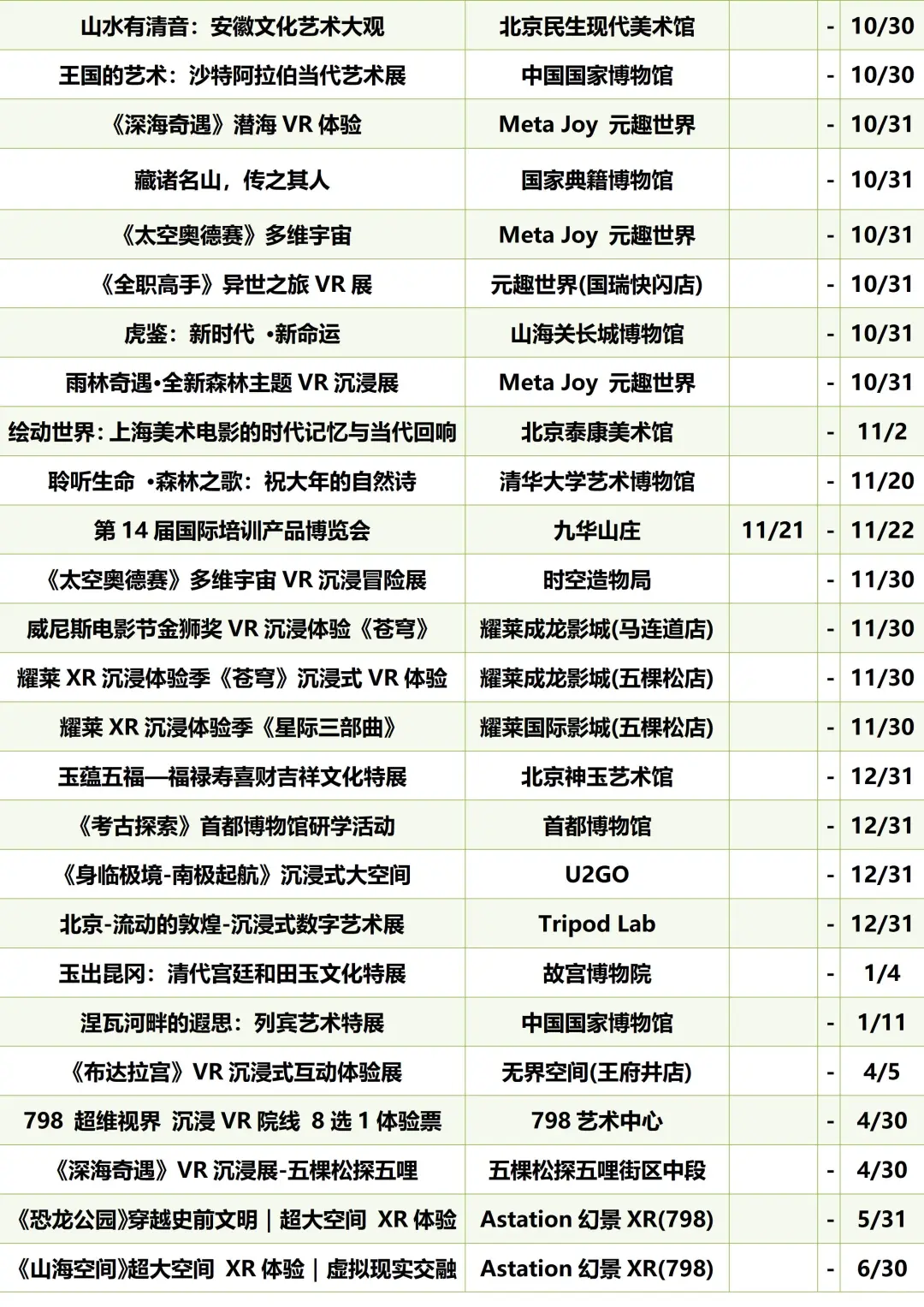 北京展览资讯(2025.8.14更新)