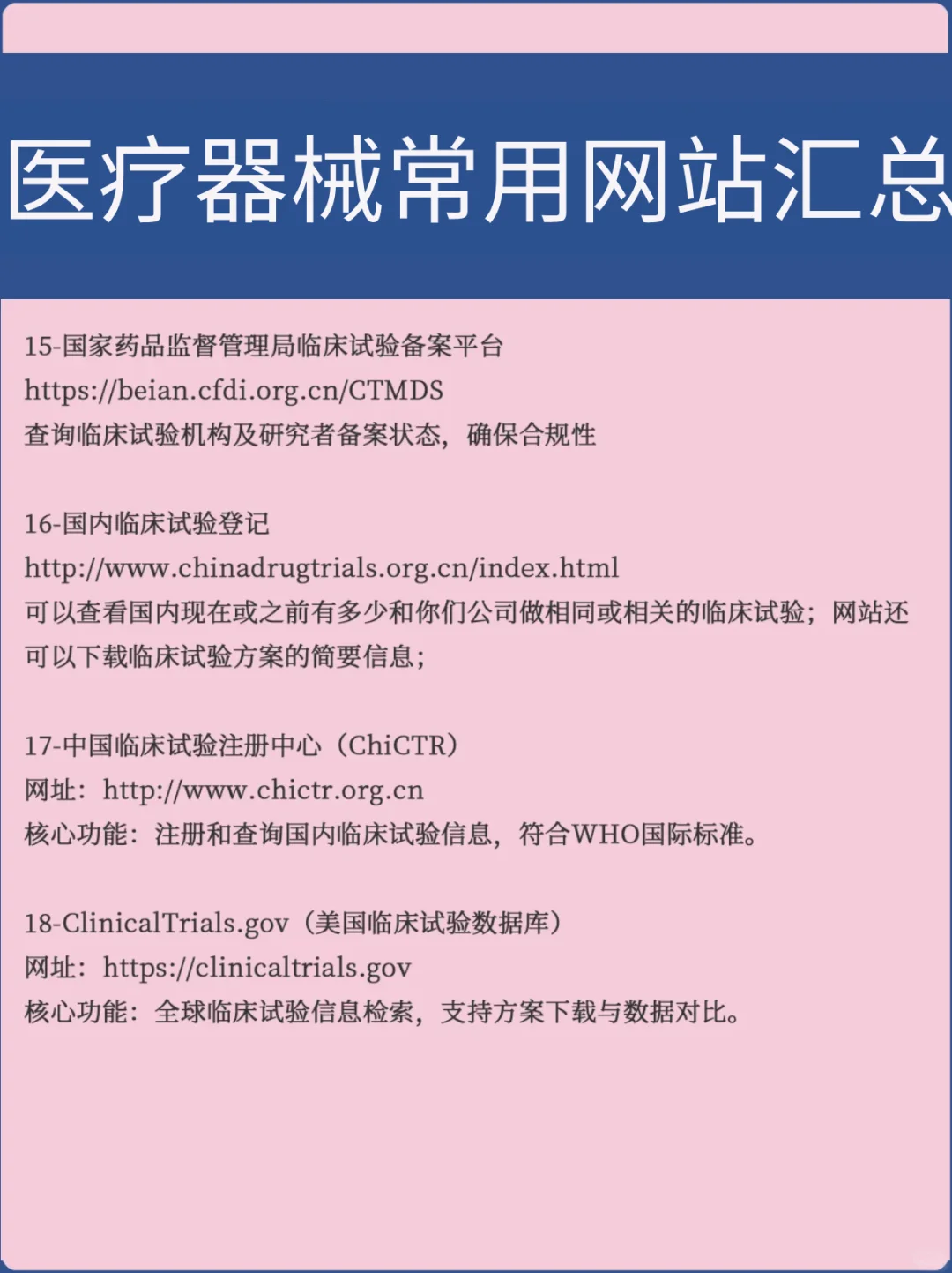 医疗器械常用网站汇总