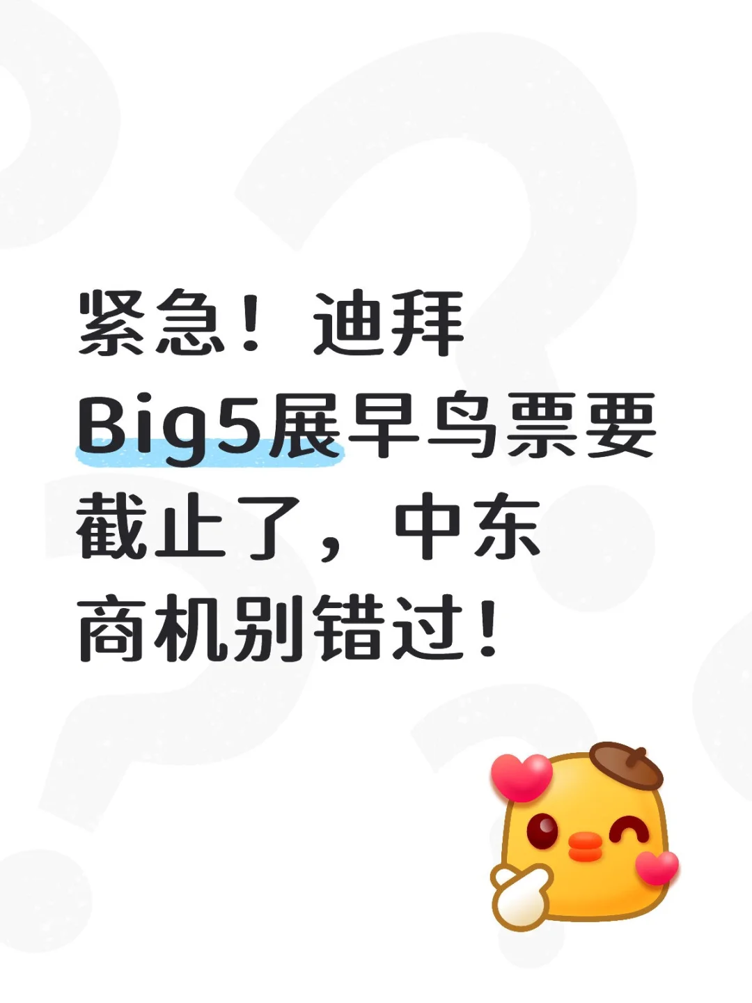 紧急!迪拜Big5展招展即将截止咯!!!