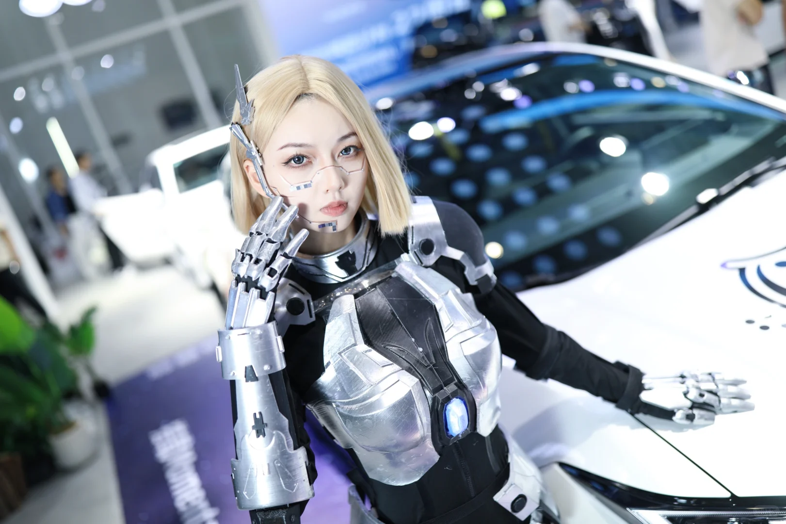 石家庄车展，赛博朋克风cos模特