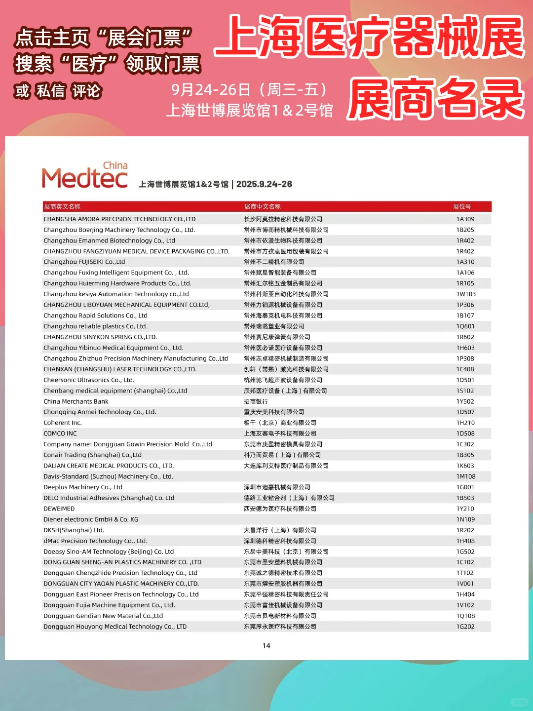 上海医疗器械展展商名录【超全】门票领取