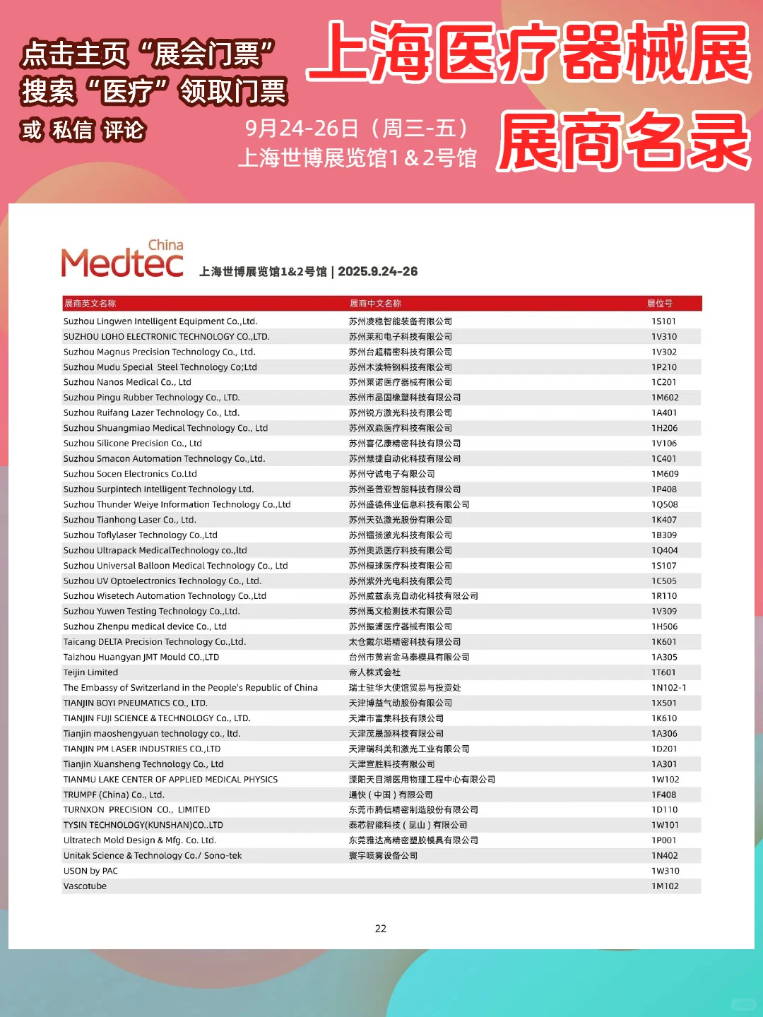 上海医疗器械展展商名录【超全】门票领取